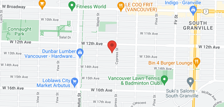 map of 1919 W 13TH AVENUE